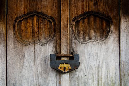 Weathered Wood Door and Old Lock Stock Photo - Premium Royalty-Free, Code: 693-03313479