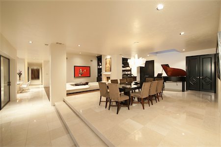 spacious - Spacious white living interior with grand piano Foto de stock - Sin royalties Premium, Código: 693-03474105