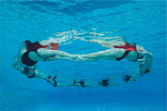 Synchronised swimmers form a circle Foto de stock - Sin royalties Premium, Código de la imagen: 693-03474159