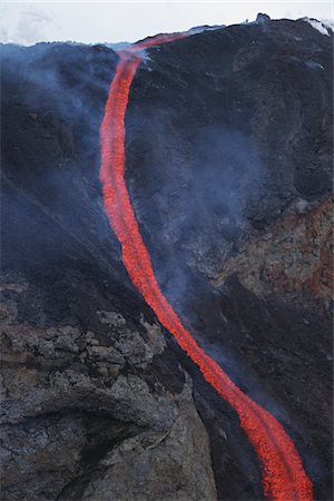 Molten lava flows from Eyjafjallajokull, Fimmvorduhals, Iceland Stock Photo - Premium Royalty-Free, Code: 693-03474615