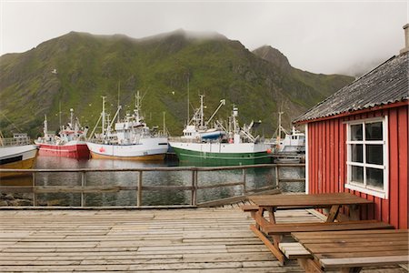 fishing vessel - Fishing boats in harbour of Lofoten Islands, Norway Stock Photo - Premium Royalty-Free, Code: 693-03557828