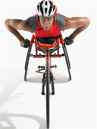 paraplegic males - Paraplegic cycler, elevated view Stock Photo - Premium Royalty-Free, Code: 693-03565370