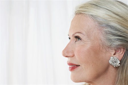 stylish senior woman - Senior woman in studio, profile, close up Stock Photo - Premium Royalty-Free, Code: 693-03565642