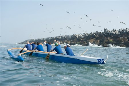 promontoire - Équipe canoë Outrigger en formation Photographie de stock - Premium Libres de Droits, Code: 693-03617054