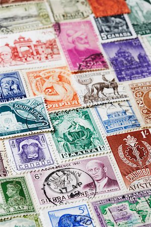 postage stamp - Variety of Postage Stamps, full frame Stock Photo - Premium Royalty-Free, Code: 693-03707687