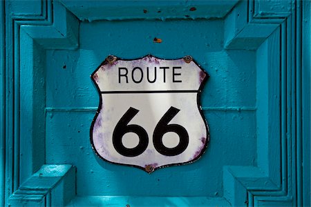 estados suroccidentales - Route 66 Sign, Old Town, Albuquerque, New Mexico, USA Foto de stock - Con derechos protegidos, Código: 700-04003365