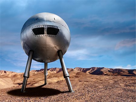 espacio sideral - Spaceship in Desert Foto de stock - Con derechos protegidos, Código: 700-04223557