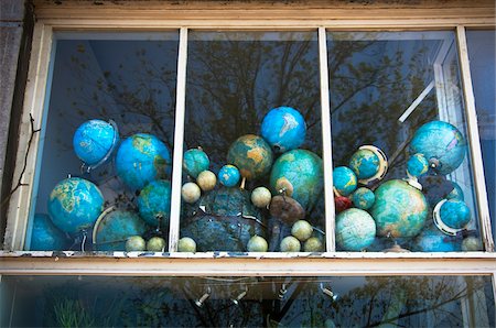 dutch buildings - Faded Globes in House Window Stock Photo - Rights-Managed, Code: 700-04425035