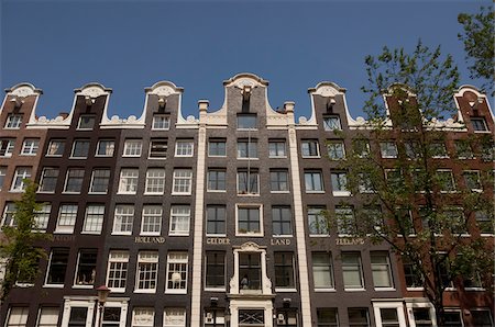 fronts of famous row of canalhouses at Prinsengracht Fotografie stock - Rights-Managed, Codice: 700-04425166