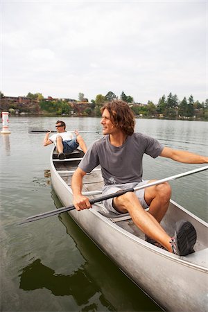 friends, 40, outside - Two Men in Canoe Stock Photo - Rights-Managed, Code: 700-04931675