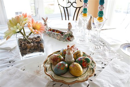 flowers on white stone - Table Set for Easter Stock Photo - Rights-Managed, Code: 700-04981817