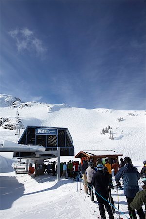 ski hill with chair lift - Line Up at Ski Lift, Whistler Mountain, Whistler, British Columbia, Canada Stock Photo - Rights-Managed, Code: 700-05389295