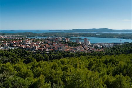 sunlight treetops - Overview of Town and Surrounding Country, Sibenik, Dalmatia, Croatia Stock Photo - Rights-Managed, Code: 700-05452060