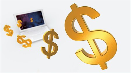 symbole monétaire - Signes de dollar et ordinateur portable Photographie de stock - Rights-Managed, Code: 700-05452102