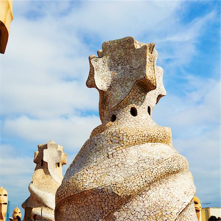 european modern outdoor sculpture art - Close-Up of Espanta Bruixes, Casa Mila, Barcelona, Spain Stock Photo - Rights-Managed, Code: 700-05452124