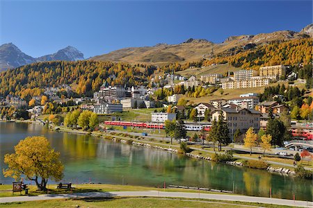 engadin - Saint-Moritz en automne, la vallée de l'Engadine, Canton des Grisons, Suisse Photographie de stock - Rights-Managed, Code: 700-05524294