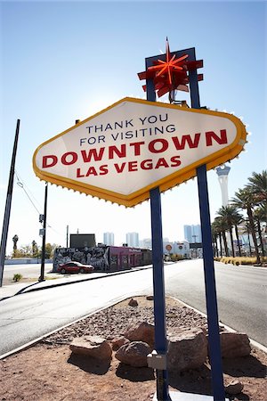 palm trees blue sky - Downtown Las Vegas Sign, Las Vegas, Nevada, USA Stock Photo - Rights-Managed, Code: 700-05560267