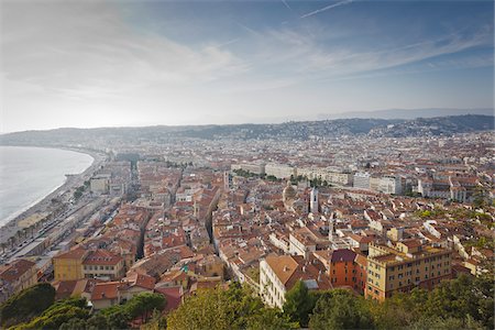 Vue d'ensemble de la ville depuis la Colline du château, Nice, Côte d'Azur, France Photographie de stock - Rights-Managed, Code: 700-05560331