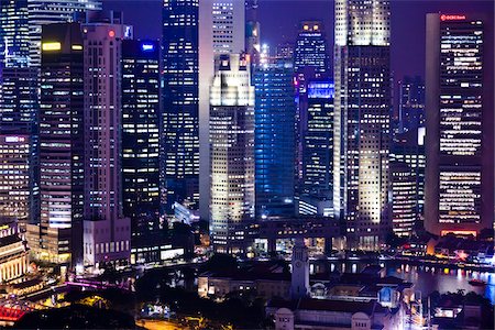 singapore building in the evening - Financial District, Central Region, Singapore Stock Photo - Rights-Managed, Code: 700-05609426