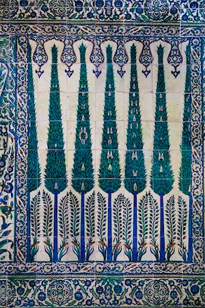 dekorativ - Gros plan des carreaux, Harem impérial, le palais de Topkapi, Istanbul, Turquie Photographie de stock - Rights-Managed, Code: 700-05609512