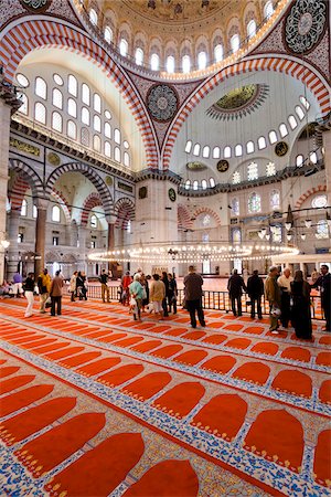 suleymaniye camii - Tourists Inside Suleymaniye Mosque, Istanbul, Turkey Stock Photo - Rights-Managed, Code: 700-05609528