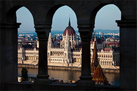 View of Hungarian Parliament Building from Fishermen's Bastion, Castle Hill, Budapest, Hungary Stock Photo - Rights-Managed, Code: 700-05609808