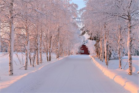 Hiver Road, Kuusamo, Ostrobotnie du Nord, Finlande Photographie de stock - Rights-Managed, Code: 700-05609963