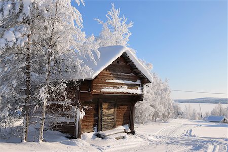 simsearch:700-05609979,k - Log Cabin in Winter, Kuusamo, Northern Ostrobothnia, Finland Foto de stock - Con derechos protegidos, Código: 700-05609978