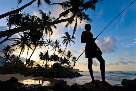 silhouette ocean - Fisherman on Beach, Ahangama, Sri Lanka Stock Photo - Rights-Managed, Code: 700-05642148
