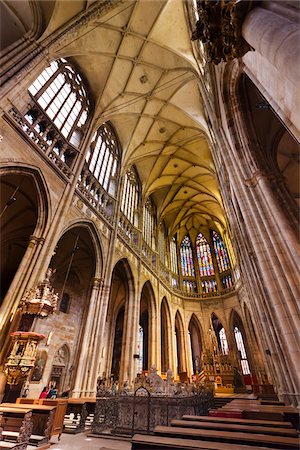 stained glass church interior - St. Vitus Cathedral, Prague Castle, Prague, Czech Republic Stock Photo - Rights-Managed, Code: 700-05642433