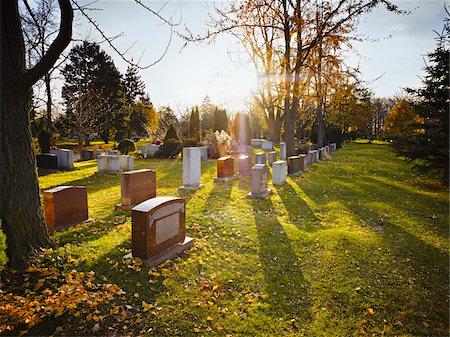 Bright Sun au coucher du soleil au cimetière Photographie de stock - Rights-Managed, Code: 700-05656527