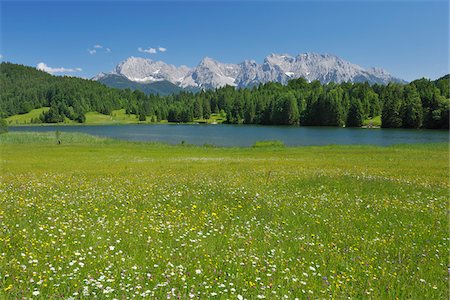 Montagnes Karwendel et Geroldsee, Garmisch-Partenkirchen, Werdenfelser Land, Bavière, Allemagne Photographie de stock - Rights-Managed, Code: 700-05762060