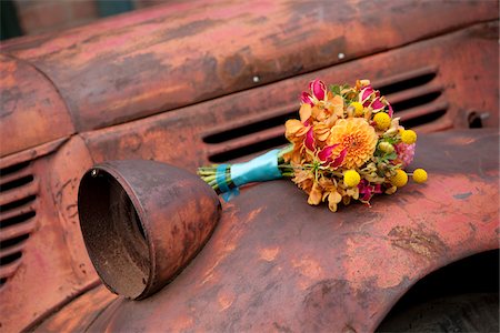 Wedding Bouquet on Rusty Car Stock Photo - Rights-Managed, Code: 700-05803292