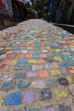 Colorful Cobblestone Street, Pipa, Rio Grande do Norte, Brazil Stock Photo - Rights-Managed, Code: 700-05821825