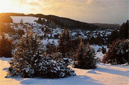 snow covered rooftops - View of Muehlhausen, Baden-Wurttemberg, Germany Stock Photo - Rights-Managed, Code: 700-05837477