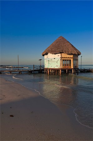 Hut and Dock, Isla Holbox, Quintana Roo, Mexico Stock Photo - Rights-Managed, Code: 700-05854908