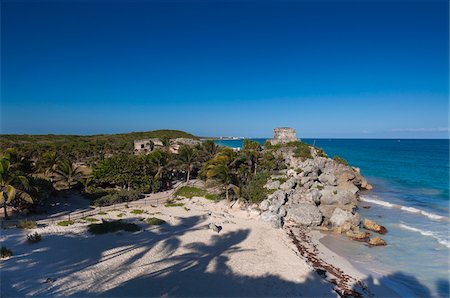Beach and Mayan Ruins, Tulum, Riviera Maya, Quintana Roo, Mexico Stock Photo - Rights-Managed, Code: 700-05855018