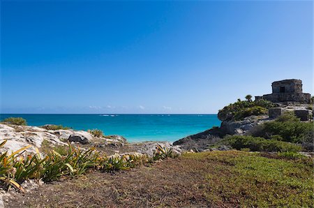 Maya Ruins, Tulum, Riviera Maya, Quintana Roo, Mexico Fotografie stock - Rights-Managed, Codice: 700-05855024