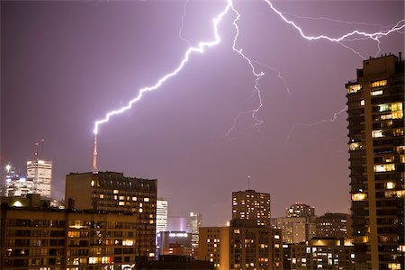 Lightening Striking CN Tower, Toronto, Ontario, Canada Stock Photo - Rights-Managed, Code: 700-05855064