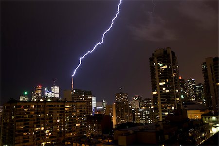 storm canada - Lightning Striking Building at Night, Toronto, Ontario, Canada Stock Photo - Rights-Managed, Code: 700-05855066