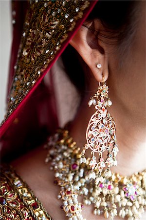 south asian (places and things) - Close-Up of Bride's Earring Stock Photo - Rights-Managed, Code: 700-05855071