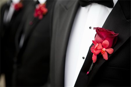 Gros plan des boutonnières sur le revers de garçons d'honneur Photographie de stock - Rights-Managed, Code: 700-05855103