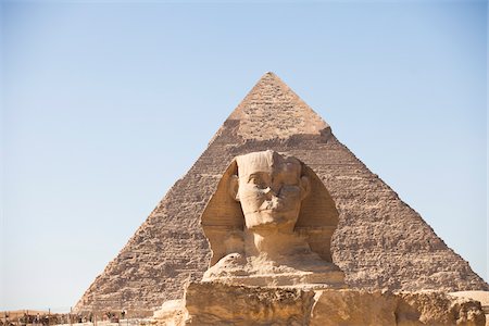 sfinge - Sphinx and Great Pyramid of Giza, Cairo, Egypt Fotografie stock - Rights-Managed, Codice: 700-05855202