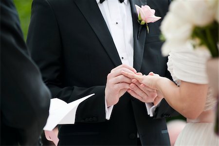 Mariée et le marié échange d'anneaux au cours de la cérémonie de mariage Photographie de stock - Rights-Managed, Code: 700-05948283