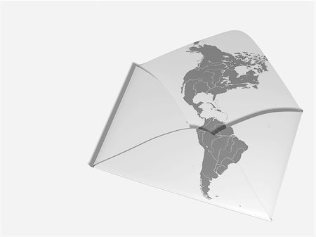 posted - Carte des Amériques imprimé sur l'enveloppe Photographie de stock - Rights-Managed, Code: 700-05974044