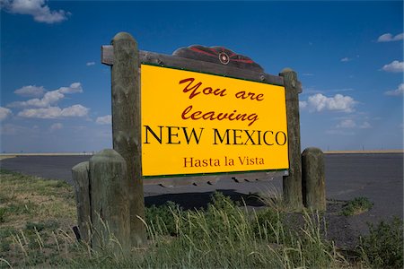 Signe de frontière État au Nouveau-Mexique Photographie de stock - Rights-Managed, Code: 700-06037899