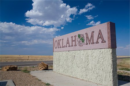 souhaiter la bienvenue - Signe de l'Oklahoma État frontière Photographie de stock - Rights-Managed, Code: 700-06037902