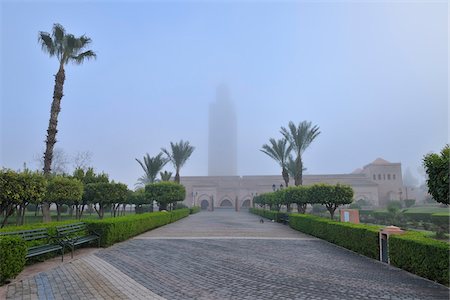 park bench nobody - Koutoubia Mosque in Morning Mist, Marrakech, Morocco Stock Photo - Rights-Managed, Code: 700-06037977