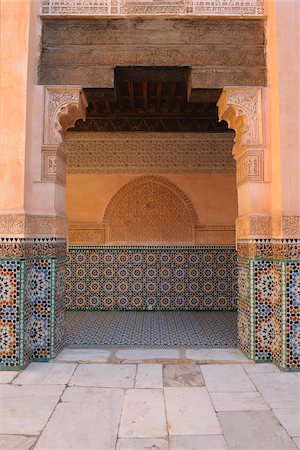 patterned tiles - Doorway, Ben Youssef Madrasa, Marrakech, Morocco Stock Photo - Rights-Managed, Code: 700-06038028