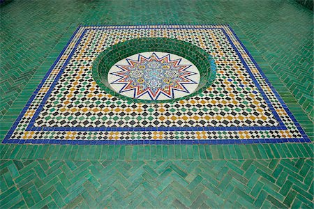 Patterned Tile Floor, Ben Youssef Madrasa, Marrakech, Morocco Stock Photo - Rights-Managed, Code: 700-06038032